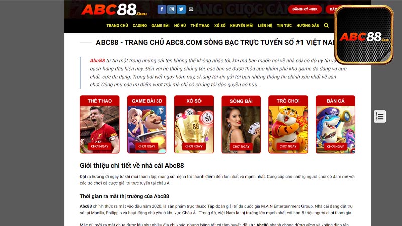 Sản phẩm dịch vụ có trong nhà cái ABc88